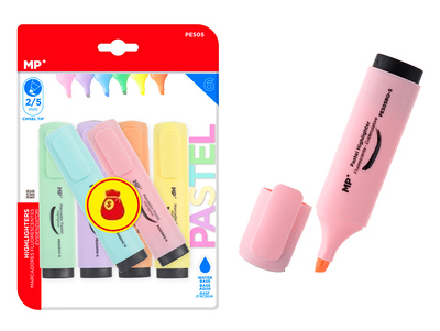 MP σετ μαρκαδόροι υπογράμμισης PE505, πάχος μύτης 2-5mm, διάφορα χρώματα, 6τμχ