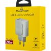 POWERTECH φορτιστής τοίχου PT-1493, USB/USB-C, 20W, λευκός