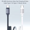 USAMS καλώδιο USB-C SJ756, 60W, 480Mbps, 1.2m, μαύρο/λευκό