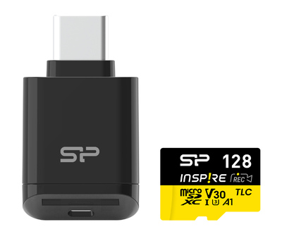 SILICON POWER κάρτα μνήμης microSDXC Inspire με card reader, 128GB, UHS-I U3 A1 V30