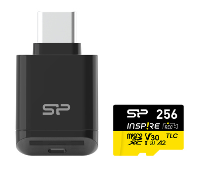 SILICON POWER κάρτα μνήμης microSDXC Inspire με card reader, 256GB, UHS-I U3 A1 V30