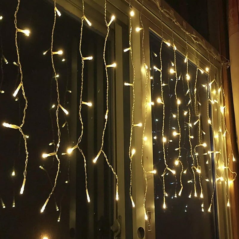 Χριστουγεννιάτικα Λαμπάκια Κουρτίνα LED Θερμό και Ψυχρό Χρώμα με Διαφανές Καλώδιο 5mx60cm - Christmas lights curtain warm light