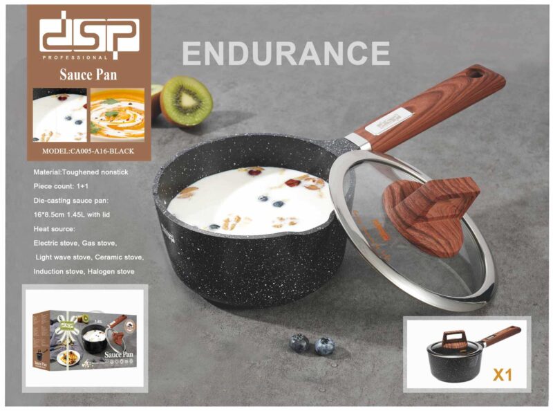 Γαλατιέρα αντικολλητική με καπάκι - 1.45L - CA005-A16-Black - DSP - 612432