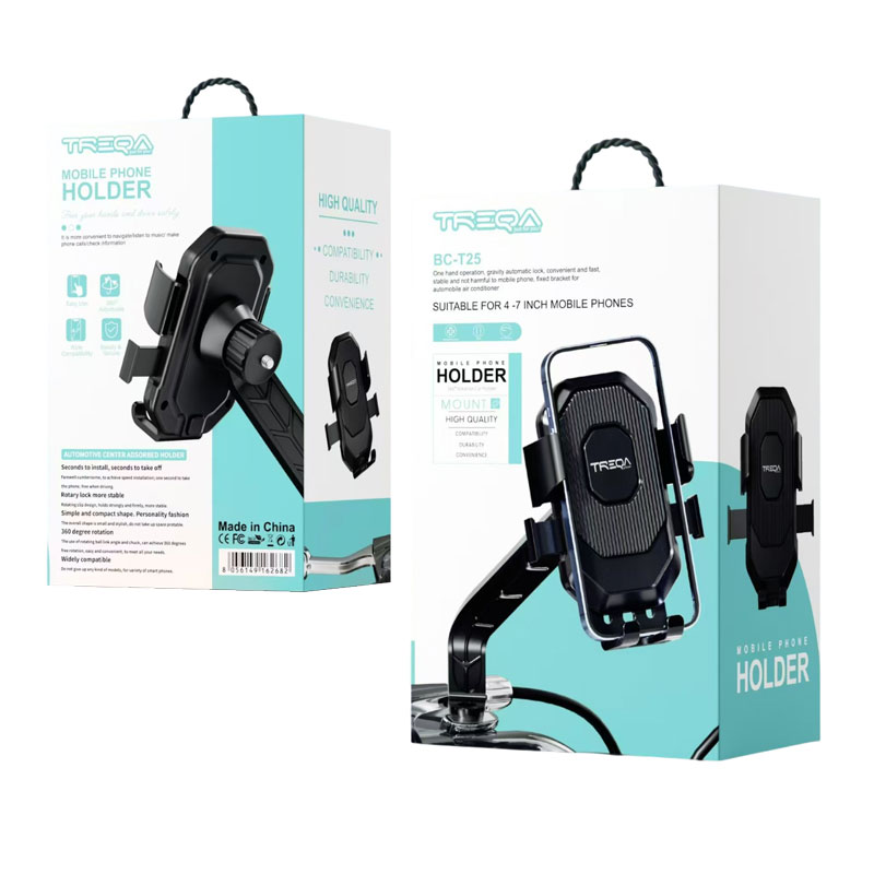 017167 Treqa Βάση Κινητού Μοτοσικλέτας/ Ποδηλάτου με Ρυθμιζόμενα Άγκιστρα BC-T25 - Phone Holder