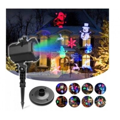 027081 Προτζέκτορας με 11 κάρτες διάφορες χριστουγεννιάτικες φιγούρες - Projection plug-in card lawn light lamp