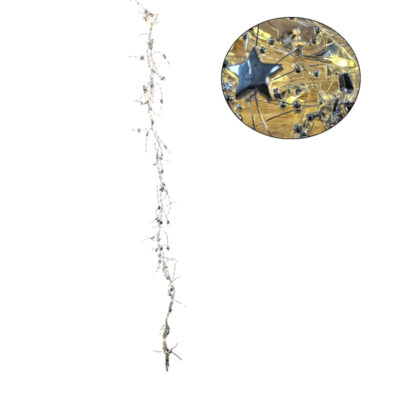 0280009 Χριστουγεννιάτικη Φωτιζόμενη Ασημένια Γιρλάντα με Αστέρια και Πέρλες 120cm - Christmas Lighted Garland with Stars and Pearls