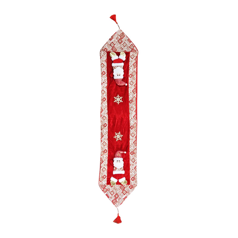 0281011 Χριστουγεννιάτικος Δρομέας Τραπεζιού με Άγιο Βασίλη 160x34cm - Christmas Table Runner with Santa Claus