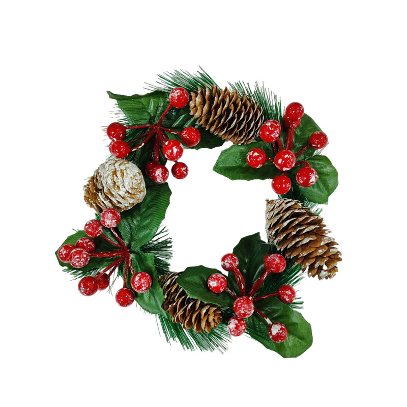 036040-1 Χριστουγεννιάτικο Διακοσμητικό Στεφάνι Berries Κουκουνάρια 19cm - Christmas Decorative Wreath Berries Cocoons