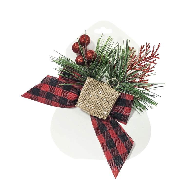 036092 Χριστουγεννιάτικο Διακοσμητικό Κλαδί με Κόκκινα Μπαλάκια και Φιόγκο - Christmas Decorative Branch with Red Balls and Bow