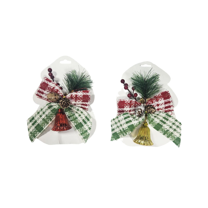 036093 Χριστουγεννιάτικη Κορδέλα με Κουδούνι και Κουκουνάρι Διακοσμητική - Christmas Decorative Ribbon with Bell and Pinecone