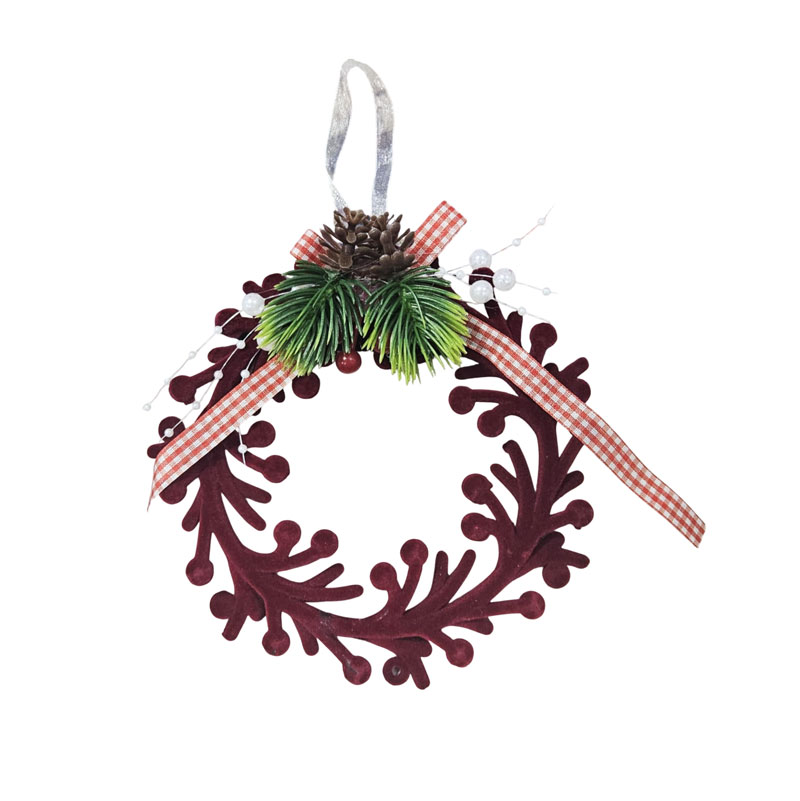 036095 Χριστουγεννιάτικο Στεφάνι Διακόσμησης με Κουκουνάρι και Κορδέλα 14cm - Christmas Decorative Wreath