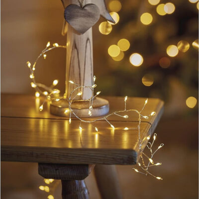 041060-2 Χριστουγεννιάτικα Λαμπάκια LED σε θερμό χρώμα με Διαφανές Καλώδιο 100led 5m- Christmas lights warm light