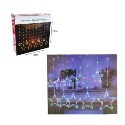 041077-2 Χριστουγεννιάτικα Φωτάκια Κουρτίνα Αστεράκια Πολύχρωμο Χρώμα 10L 3M - Christmas decoration lights RGB light