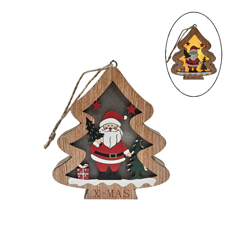 047015 Χριστουγεννιάτικο Ξύλινο Διακοσμητικό με Φωτισμό LED 11cm - Christmas Wooden Decoration