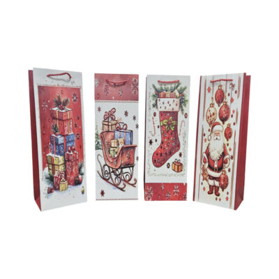 056047 Χριστουγεννιάτικη Σακούλα Δώρου Ψηλή 35x12cm 12τμχ - Tall Christmas Gift Bag 12pcs