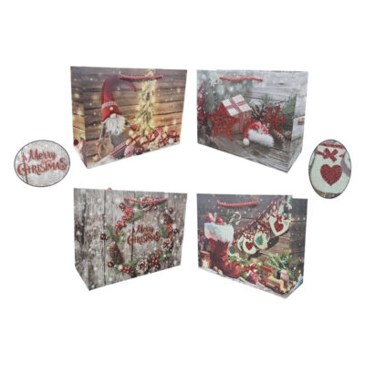 056048 Χριστουγεννιάτικη Σακούλα Δώρου Οριζόντια 30x30cm 12τμχ - Horizontal Christmas Gift Bag 12pcs