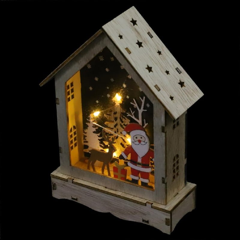 059001 Χριστουγεννιάτικο Ξύλινο Σπιτάκι με Φως - Christmas Wooden House with Light