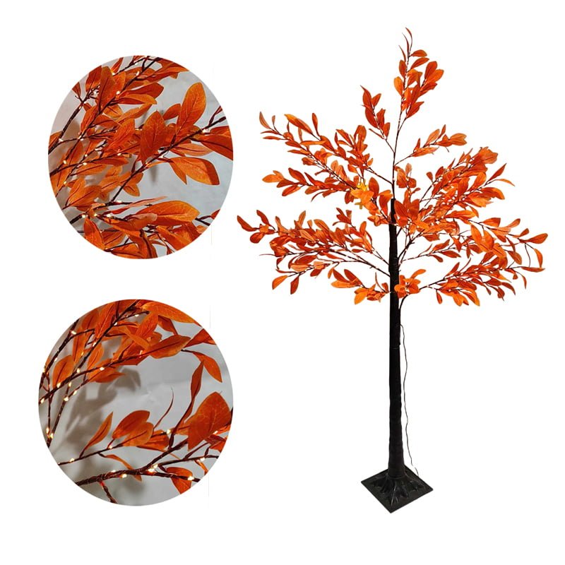 061002 Led Φωτιζόμενο Δέντρο Καφέ με Πορτοκαλί Φύλλα 150cm - Led Orange Tree