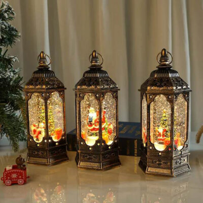 063006 Χριστουγεννιάτικο Φωτιζόμενο Φαναράκι με Μουσική σε Διάφορα Σχέδια - Christmas Snow Globe Lantern with Music