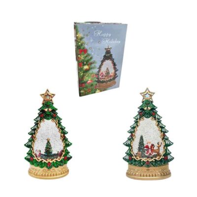 063014-1 Χριστουγεννιάτικο Φωτιζόμενο Φαναράκι με Μουσική σε Διάφορα Σχέδια - Christmas Snow Globe Lantern with Music