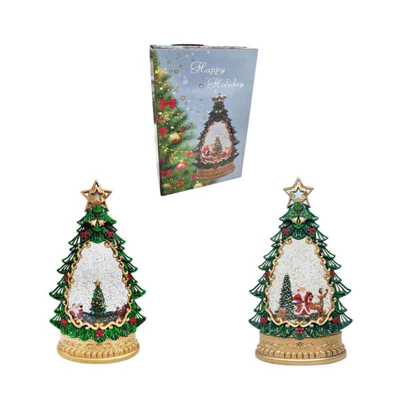 063014-1 Χριστουγεννιάτικο Φωτιζόμενο Φαναράκι με Μουσική σε Διάφορα Σχέδια - Christmas Snow Globe Lantern with Music