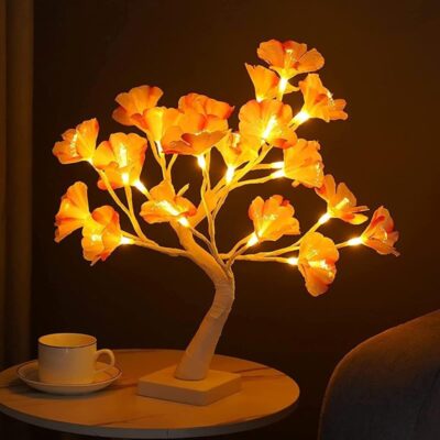 064006 Χριστουγεννιάτικο διακοσμητικό φωτιζόμενο δεντράκι με λουλούδια θερμό χρώμα - Christmas copper wire small tree lamp warm light