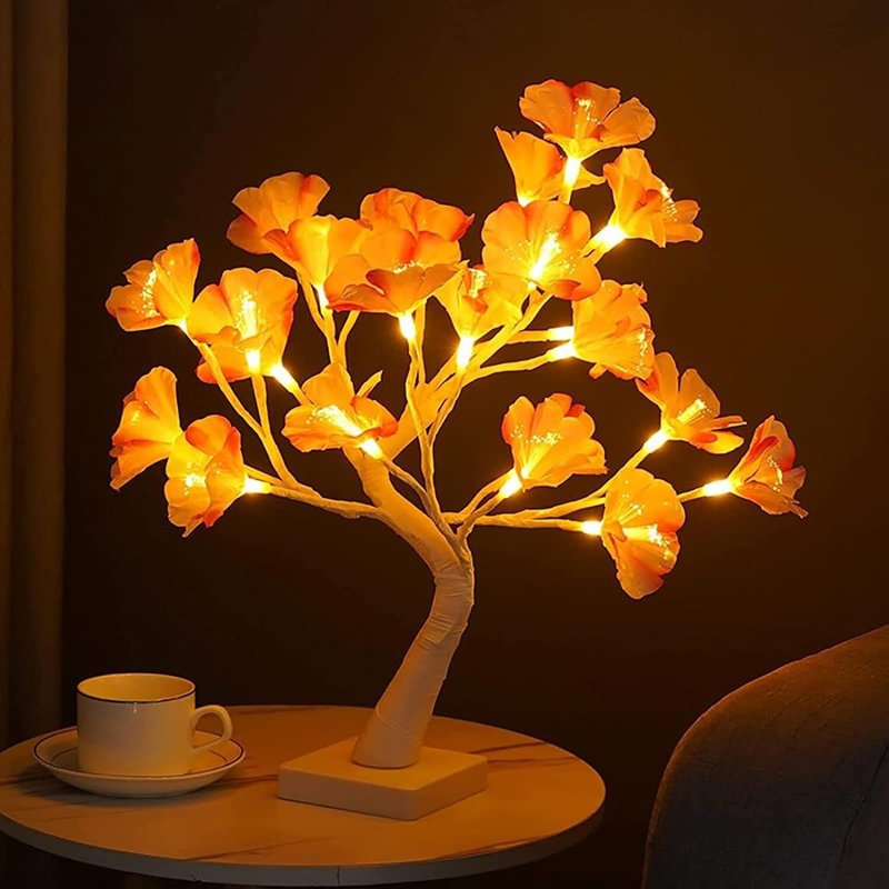 064006 Χριστουγεννιάτικο διακοσμητικό φωτιζόμενο δεντράκι με λουλούδια θερμό χρώμα - Christmas copper wire small tree lamp warm light