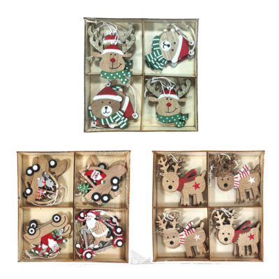 067117-7 Χριστουγεννιάτικα Κρεμαστά Διακοσμητικά Στολίδια 12τμχ - Christmas decorative 12pcs