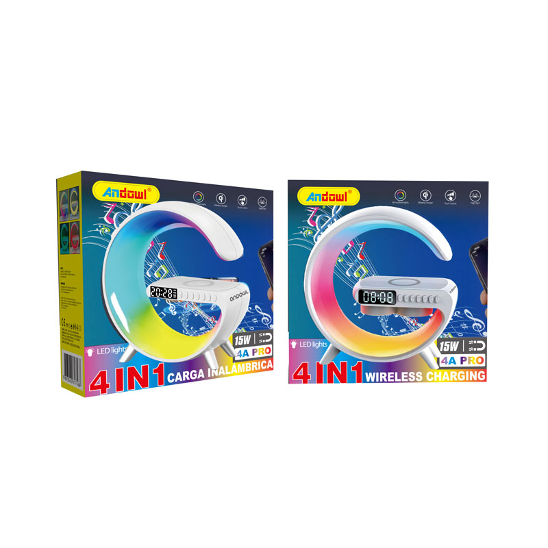 075666 Andowl Ηχείο 4 σε 1 με Bluetooth, ασύρματο φορτιστή, ξυπνητήρι & ρολόι 15W 4A Pro - Wireless Charging Speaker