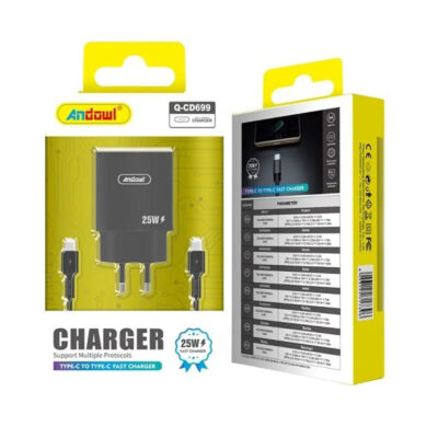 075792 Andowl Φορτιστής με Θύρα Type-C σε Type-C Q-CD699 - Charger