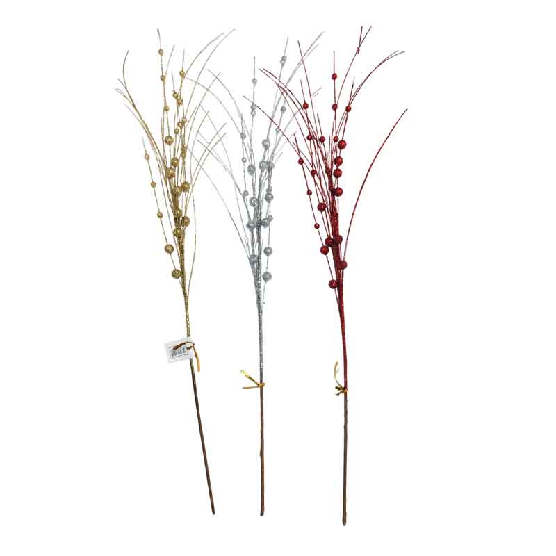 076018 Χριστουγεννιάτικο Κλαδί με Γκλίτερ και Μπάλες 74cm – Christmas Glitter Branch with Balls