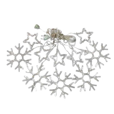 082258 Χριστουγεννιάτικα Φωτάκια Κουρτίνα Χιονονιφάδες & Αστεράκια Πολύχρωμα 3M - Christmas decoration lights RGB