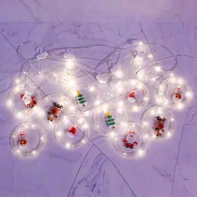 082277 LED Χριστουγεννιάτικα φωτάκια κουρτίνα με φιγούρες ψυχρό φως 3m 10L - Christmas deco lights curtain