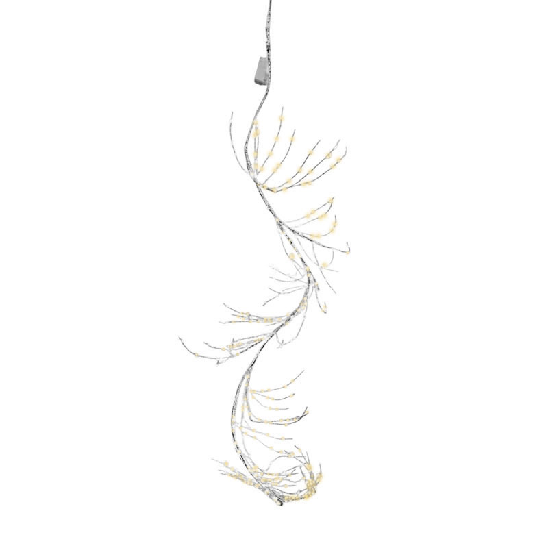 082347 Φωτιζόμενο Χριστουγεννιάτικο Κλαδί Γκλίτερ Ασημί 220cm με 400 Θερμά LED - Lighted Christmas Glitter Branch Silver