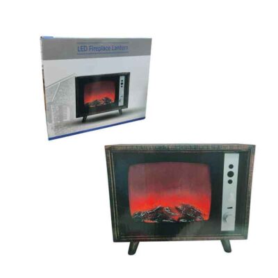 094021 Διακοσμητικό Τζάκι LED σε Σχέδιο Τηλεόρασης – LED Fireplace Lantern Retro TV Design