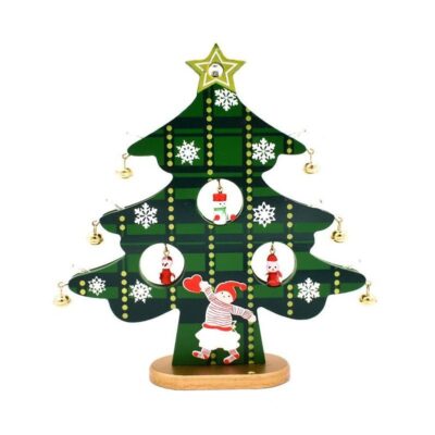 290069-3 Ξύλινο Στολίδι Χριστουγεννιάτικο Δέντρο με Αστέρι & Λαμπάκια - Christmas tree deco
