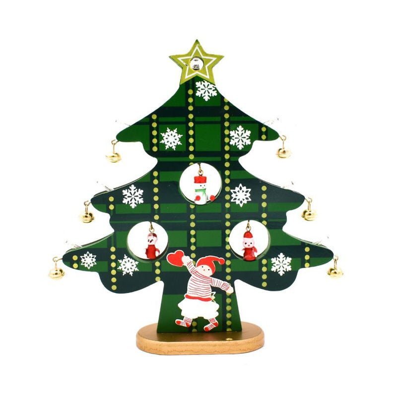 290069-3 Ξύλινο Στολίδι Χριστουγεννιάτικο Δέντρο με Αστέρι & Λαμπάκια - Christmas tree deco