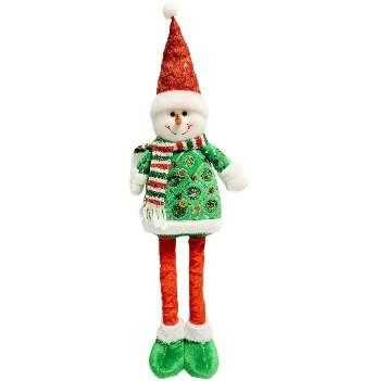 Χριστουγεννιάτικη λούτρινη κούκλα Χιονάνθρωπος με πτυσσόμενα πόδια - MT94401B - 501456