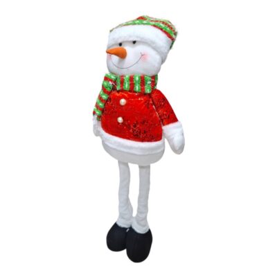 501418-1 Χριστουγεννιάτικη λούτρινη κούκλα Χιονάνθρωπος με πτυσσόμενα πόδια - MY93101B - 501418