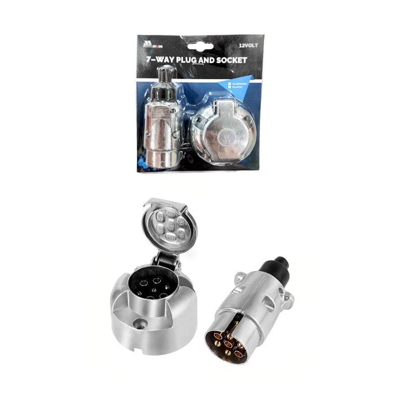 560105-2 Φις για τρέιλερ - Βύσμα για ρυμουλκούμενα μεταλλικό με καπάκι και 7 πόλους 12V - 7-Way plug and socket