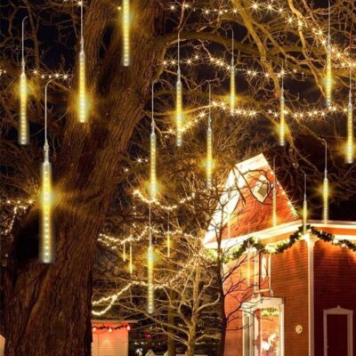 63059.-3 Χριστουγεννιάτικη LED Βροχή Μετεωριτών 8τμχ x 50cm Θερμός Φωτισμός - Σταγόνες Σταλακτίτες - Christmas fallnig rain