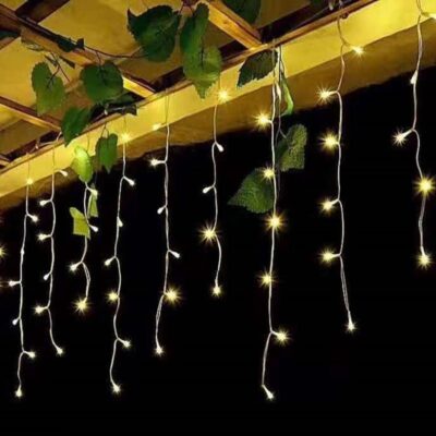 63062-1-1 Χριστουγεννιάτικα Λαμπάκια Κουρτίνα LED 100L Θερμό Χρώμα με Διαφανές Καλώδιο 3m 40x50x60cm - Christmas lights LED warm light