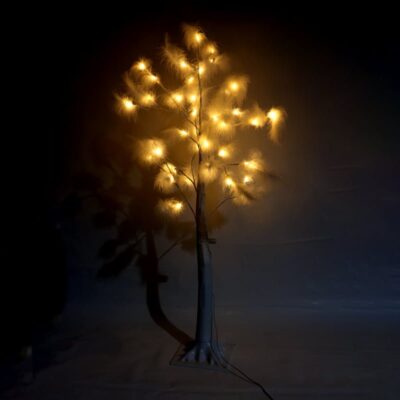 640016 Led Φωτιζόμενο Χριστουγεννιάτικο Δέντρο Με Λευκά Πούπουλα Με 48Led Θερμό Φωτισμό 1.20m - Chistmas LED tree white feather