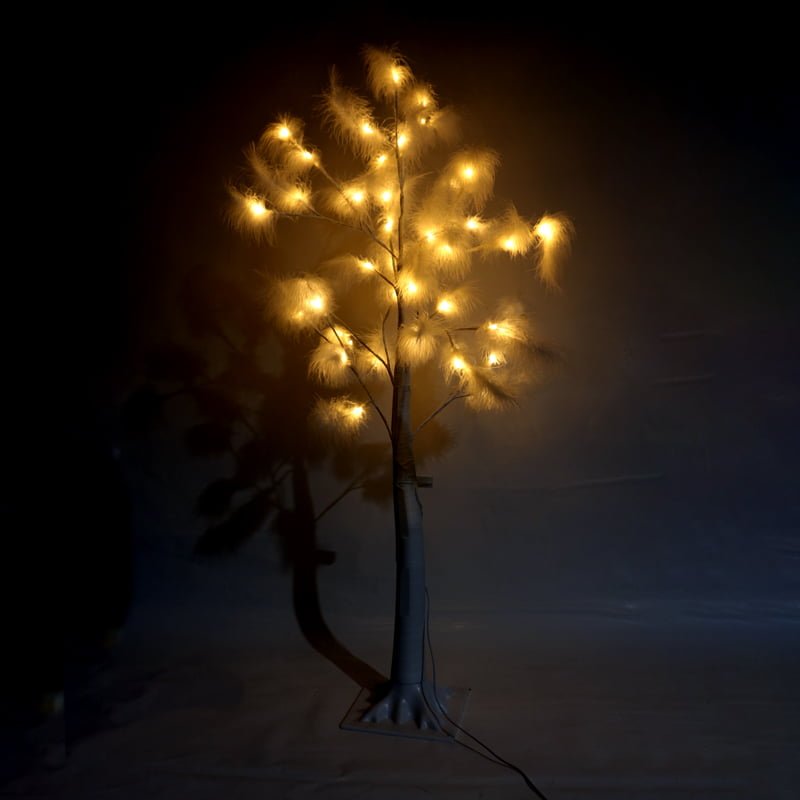 640016 Led Φωτιζόμενο Χριστουγεννιάτικο Δέντρο Με Λευκά Πούπουλα Με 48Led Θερμό Φωτισμό 1.20m - Chistmas LED tree white feather
