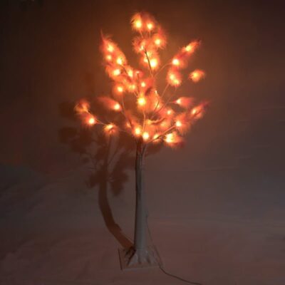 640017 Led Φωτιζόμενο Χριστουγεννιάτικο Δέντρο Λευκό Με Ροζ Πούπουλα Με 48Led Θερμό Φωτισμό 1.20m - Chistmas LED tree pink feather