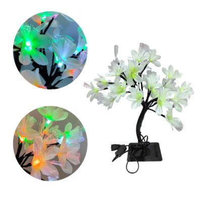 640068 Χριστουγεννιάτικο διακοσμητικό φωτιζόμενο δεντράκι με λουλούδια RGB - Christmas copper wire small tree lamp RGB