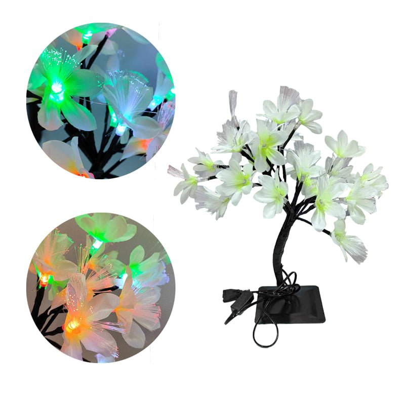 640068 Χριστουγεννιάτικο διακοσμητικό φωτιζόμενο δεντράκι με λουλούδια RGB - Christmas copper wire small tree lamp RGB