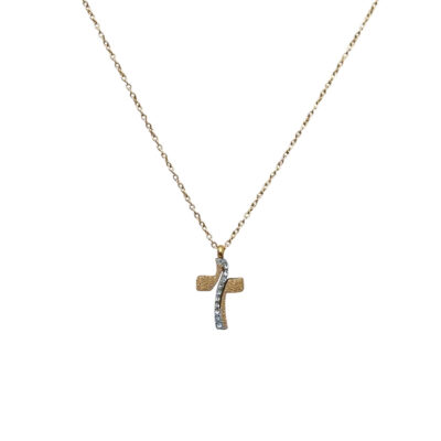 A31113 Ατσάλινο Κολιέ Σταυρός με Στρας – Stainless Steel Cross Necklace
