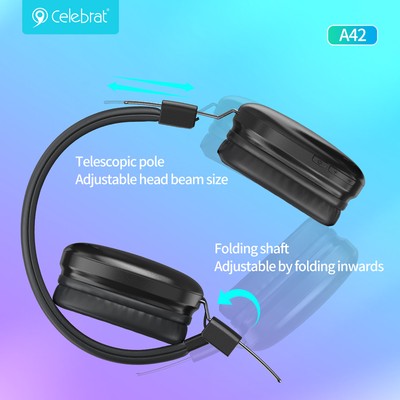 A42-BK-1 CELEBRAT headphones A42, ασύρματα & ενσύρματα, 40mm, 300mAh, μαύρα