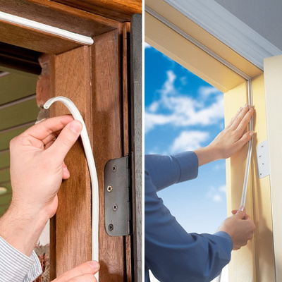 HUH-0096-1 Αυτοκόλλητη μονωτική ταινία HUH-0096 για παράθυρα, 9x6mm, 5m, λευκή